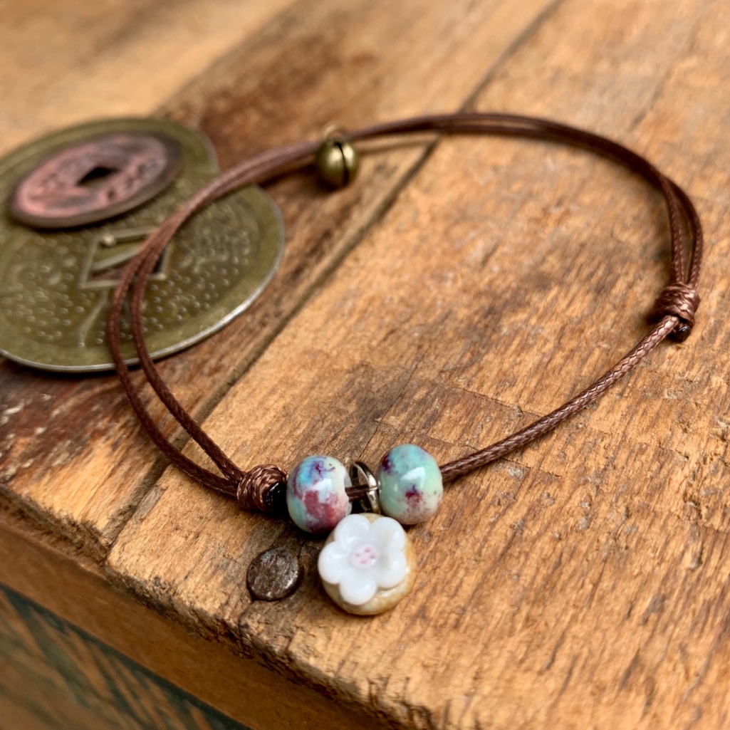 Vintage Boho Ceramic String Bracelet/Anklet